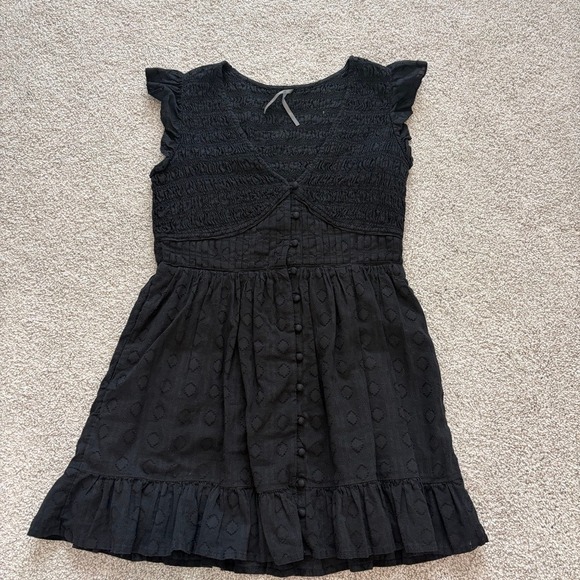 Anthropologie Dresses & Skirts - Anthropologie Peregrine Mini Dress Womens M Petite Black Smocked Coquette LBD